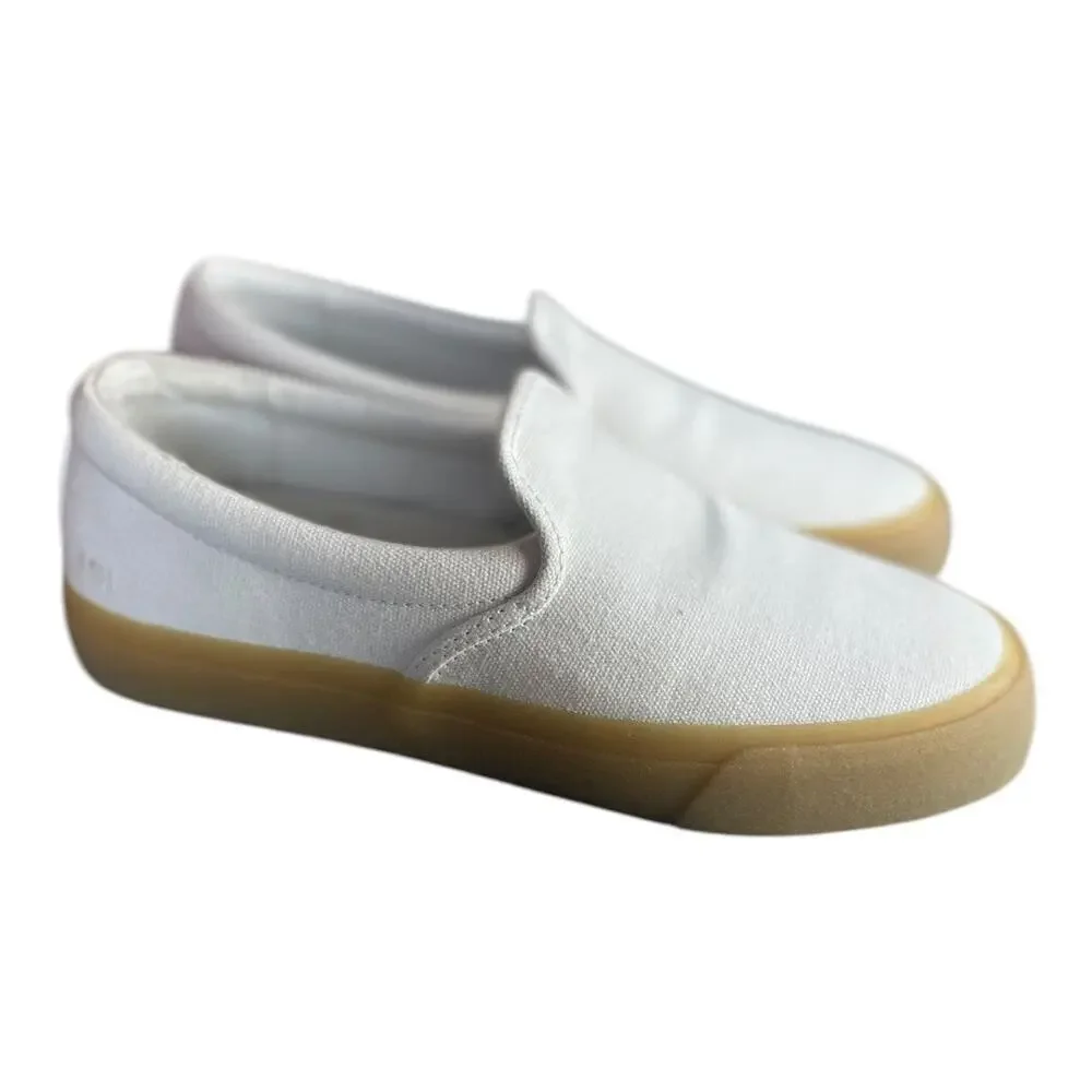 Madewell Unisex Sidewalk Slip On Sneakers In Recycled Canvas With Gum Bottoms